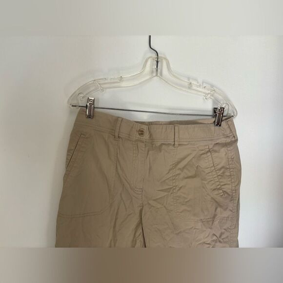 Chico’s tan cropped pants Chico’s size one standard size 8 98% cotton - Picture 4 of 7
